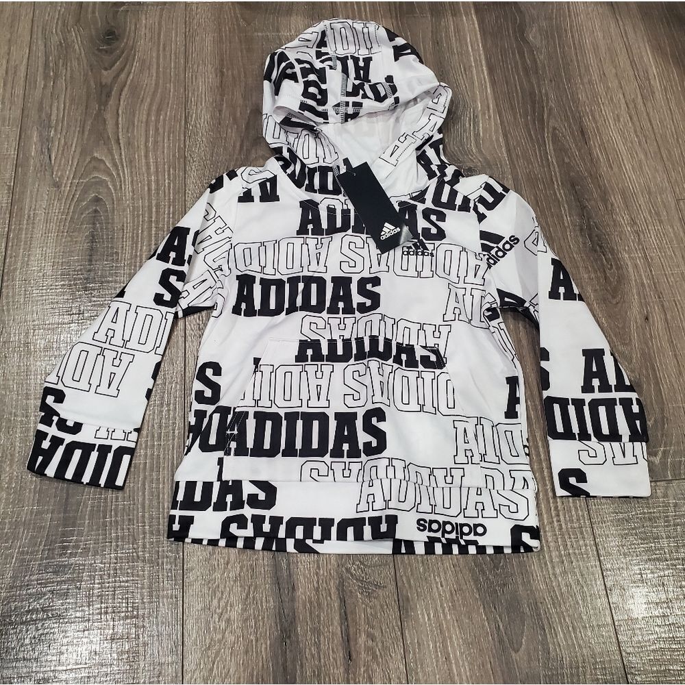 NEW Kids Adidas Hoodie Size 4 Black and White Hoodie